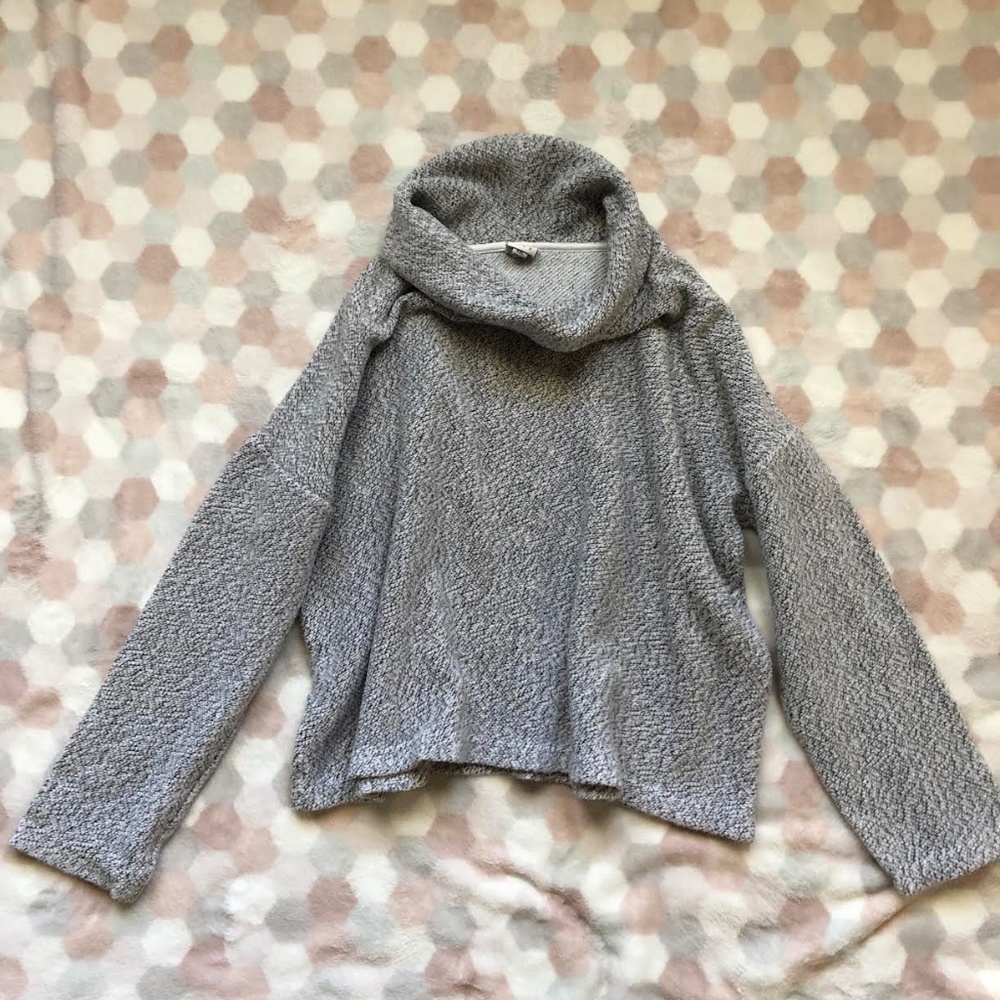Cropped cowl neck sweater